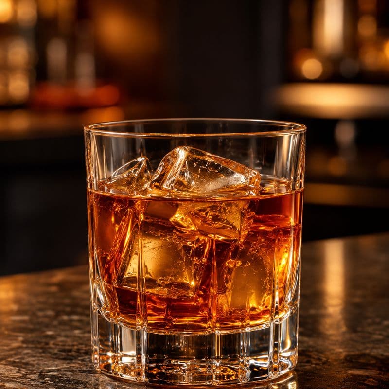 Amber French Connection over ice in a short rocks glass.